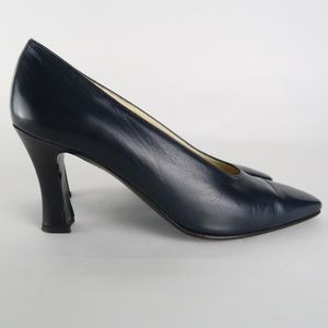 Christian Dior Womens Navy Blue Leather Pumps